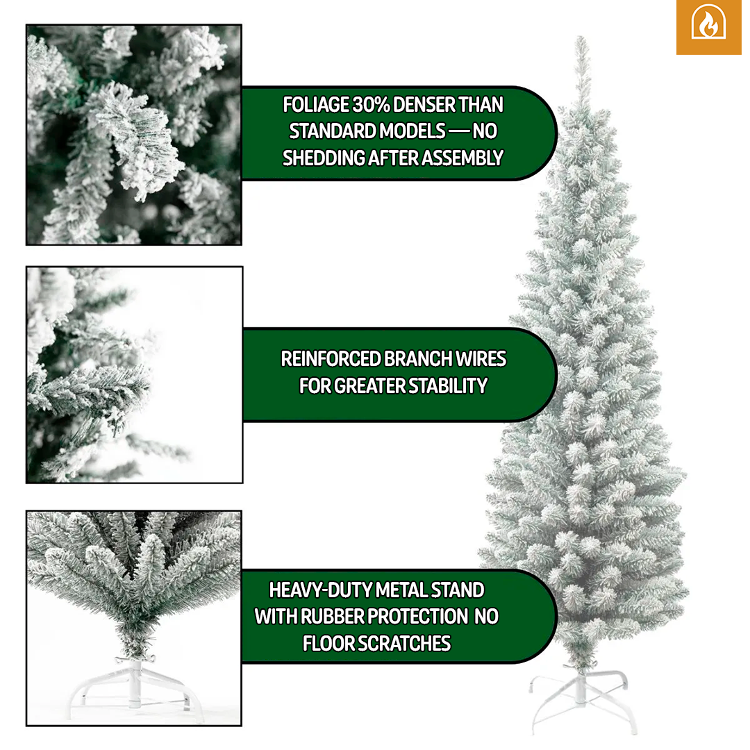 Slim Snowy Pine Christmas Tree 1.8 m / 5.9 ft – 500 Branches [Black Friday Offer]