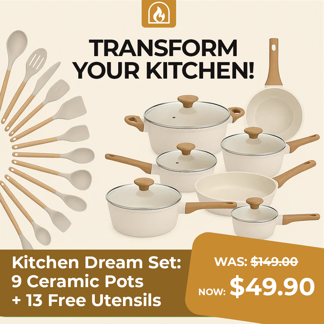 Kitchen Dream Set: 9 Ceramic Pots + 13 Bonus Utensils [Black Friday Offer]