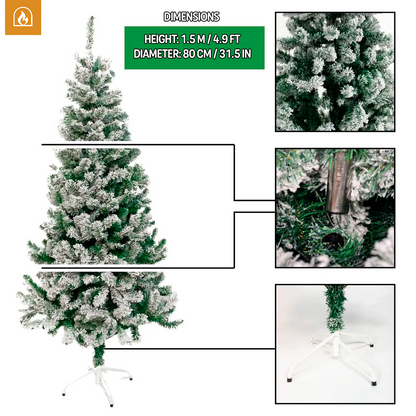 Snowy Pine Christmas Tree 1.5 m / 4.9 ft – 350 Branches [Black Friday Offer]